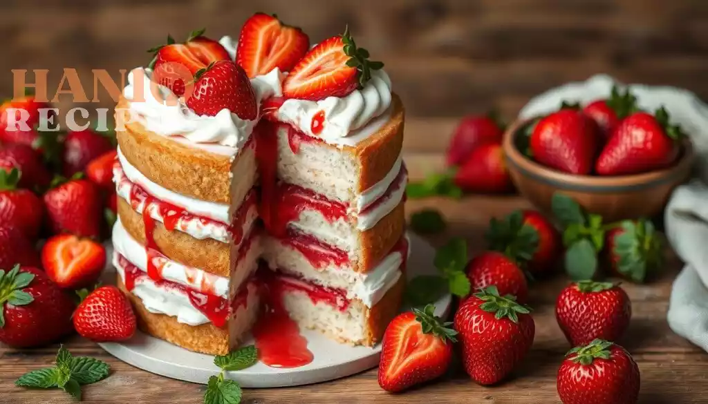 Homemade Strawberry Cake with Strawberry Filling